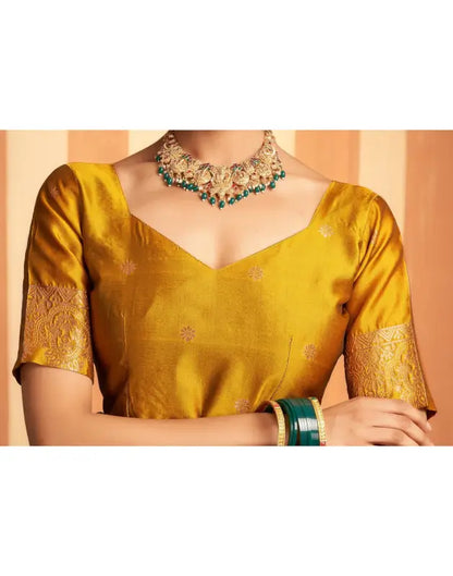 Silk Saree  The Royal Green Golden Elegance Collection