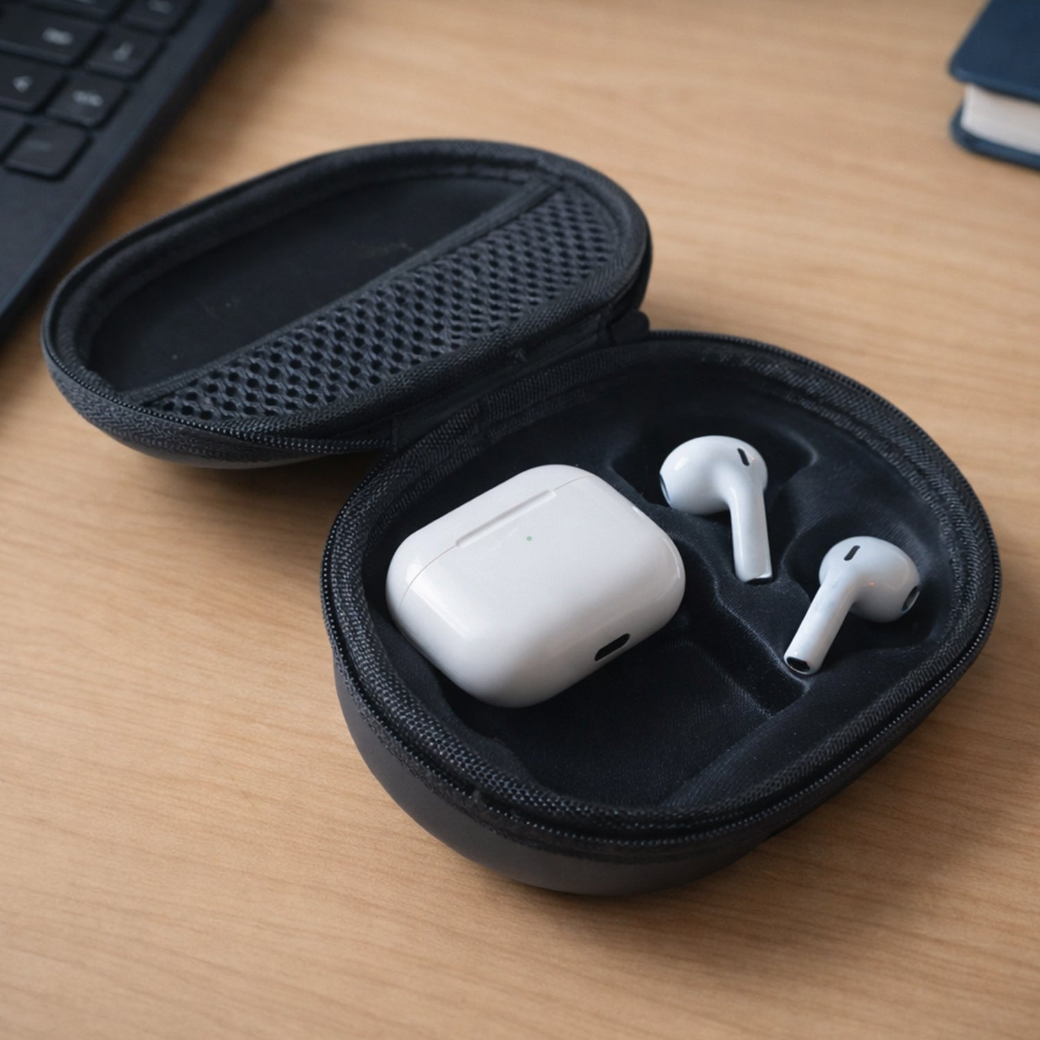 Wukusy wireless earbuds case with durable hard shell protection, compact and sturdy for secure storage.