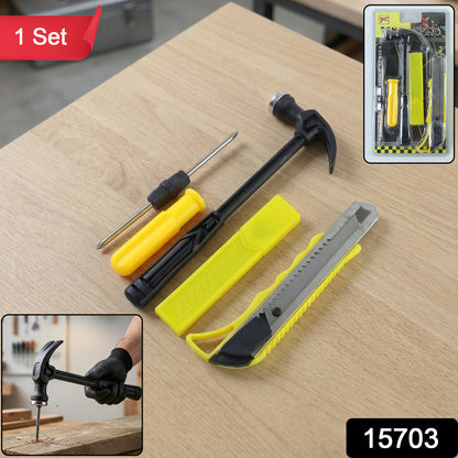 Mini Hardware Tool Kit With Hammer Screwdriver  Cutter Set