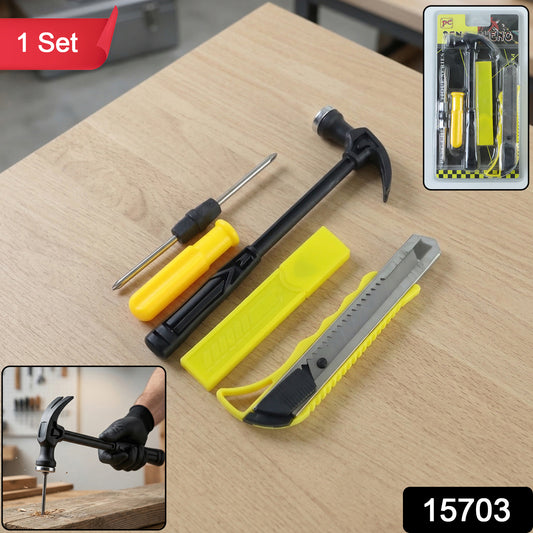 Mini Hardware Tool Kit With Hammer Screwdriver  Cutter Set