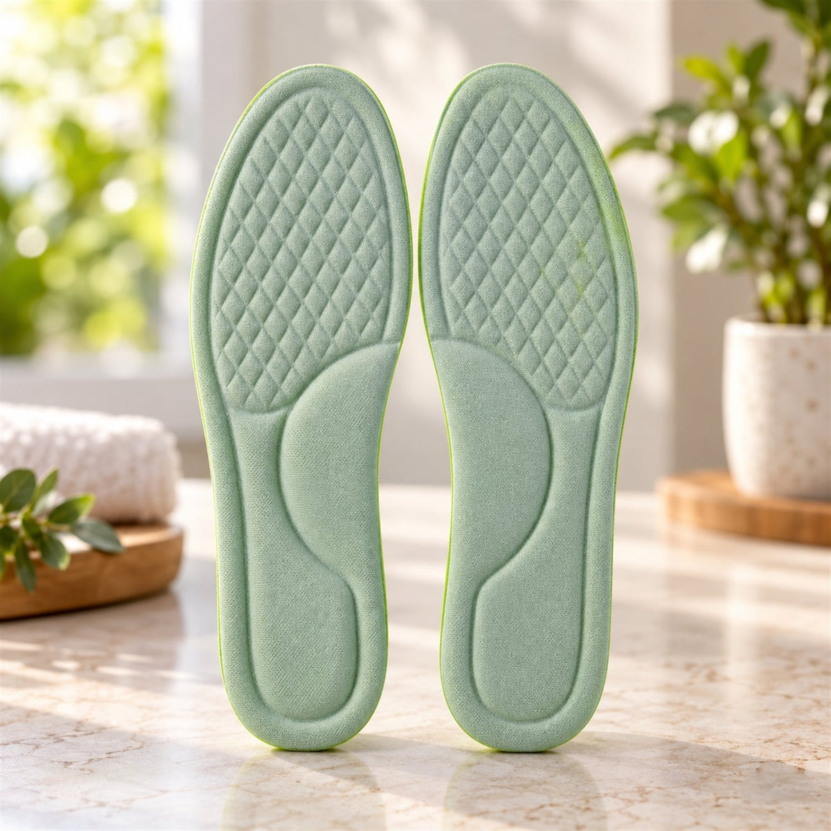 Pair of Wukusy soft foam shoe insoles with textured surface for daily wear, size 45-46, shown in the image.
