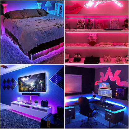 Wukusy 3M RGB LED strip lights mood lighting set with flexible multi-color LED strips on a white background.