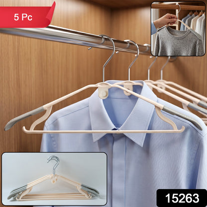 Durable Plastic Clothes Hangers Set (5 Pc Set)