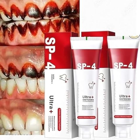 Dropdash SP-4 probiotic whitening toothpaste pack showing two tubes of natural teeth whitening toothpaste with fresh mint flavor.
