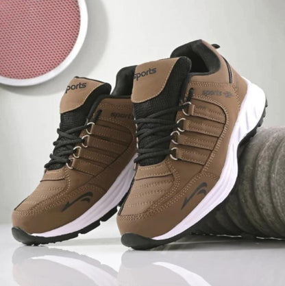 Brown men's sports shoes by Drpshippr featuring athletic design and breathable material, ideal for outdoor activities.