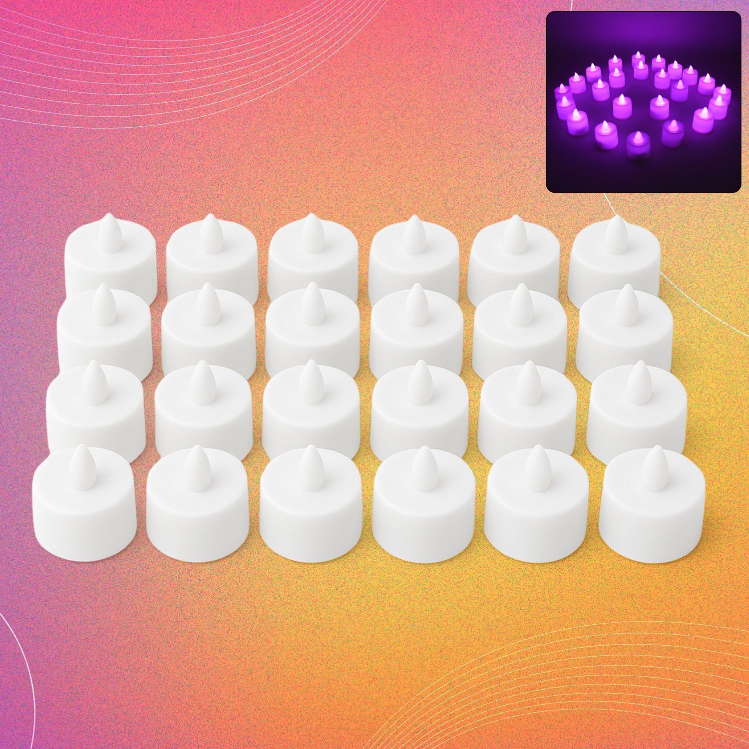 Set of 24 Wukusy flameless LED tealights with smokeless plastic design, ideal for home decor and safe candlelight ambiance.