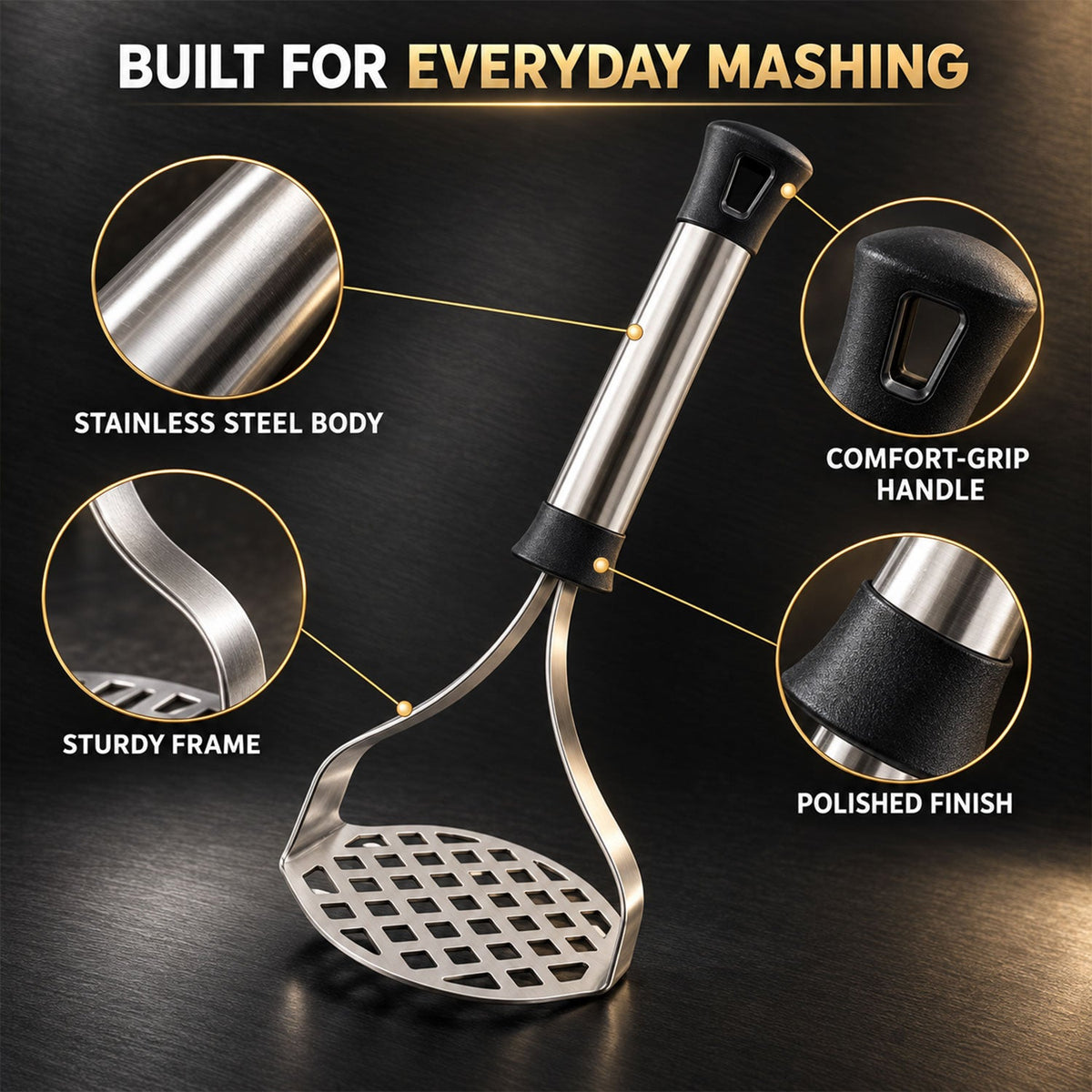 Wukusy stainless steel potato masher and pav bhaji masher with grip handle เครดิตฟรี