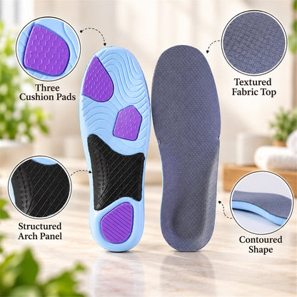 Pair of Wukusy cushioned arch support shoe insoles in size 43-44, featuring comfortable cushioning and supportive design.