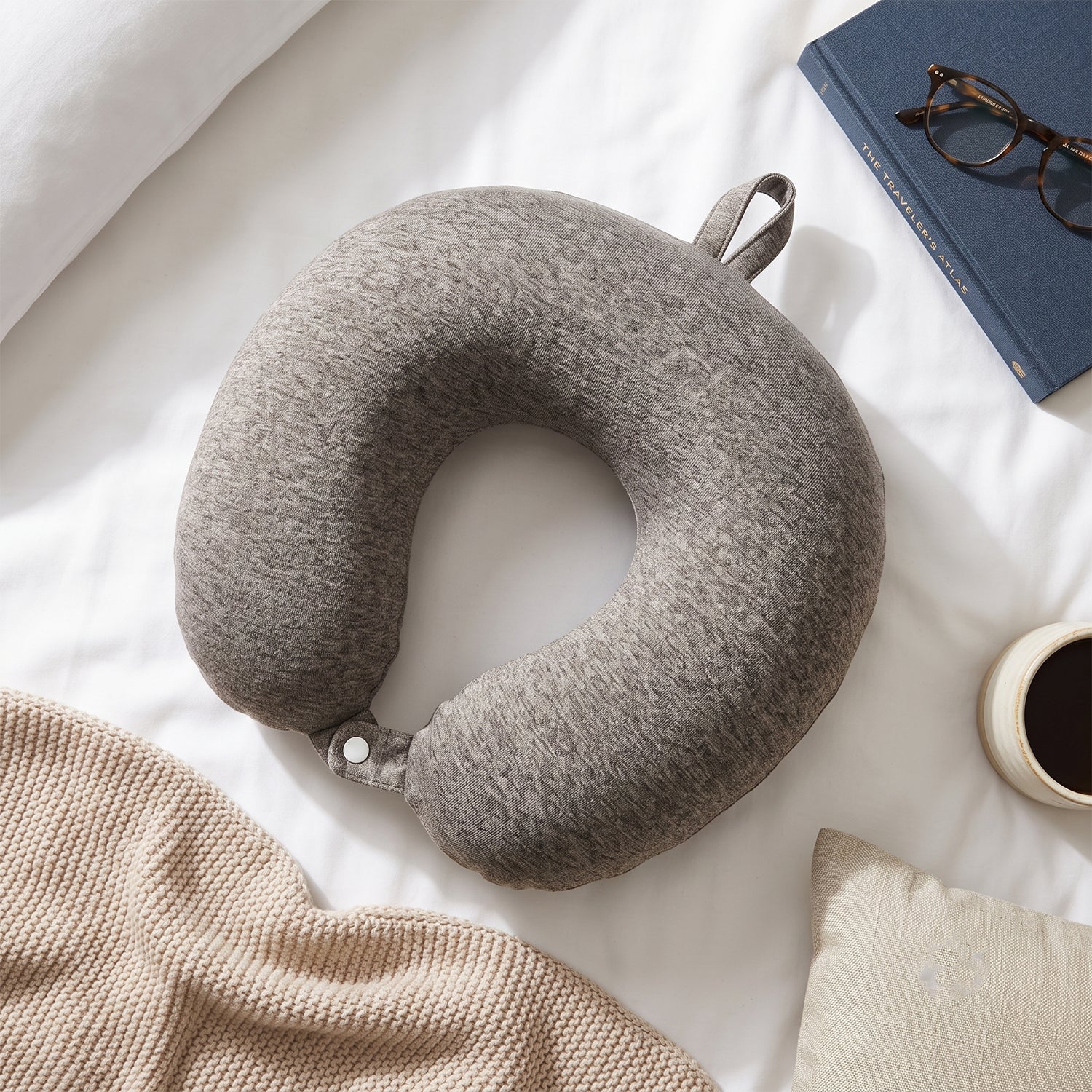 U Shaped Soft Travel Neck Pillow Grey Melange Head Neck Support (1 Pc)
