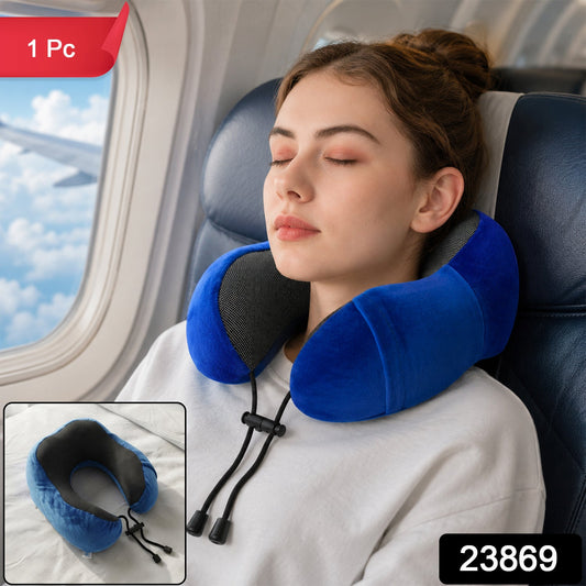 U Shaped Travel Neck Pillow With Adjustable Closure For Comfortable Trips (1 Pc)