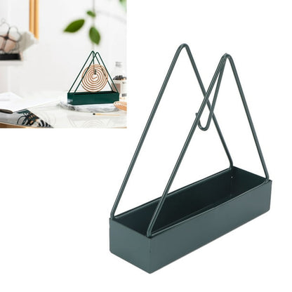 Wukusy triangular iron mosquito coil holder with hanging design, outdoor mosquito repellent incense holder, stylish and functional.