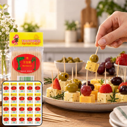 Double-pointed Wooden Toothpicks Set (20 Packets 1000 Pcs 6.5 Cm)