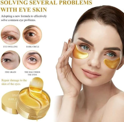 Gold Eye Patches Under Mask Pure Gold Collagen Dark Circles Remover Puffiness Reducer Wrinkle Repair