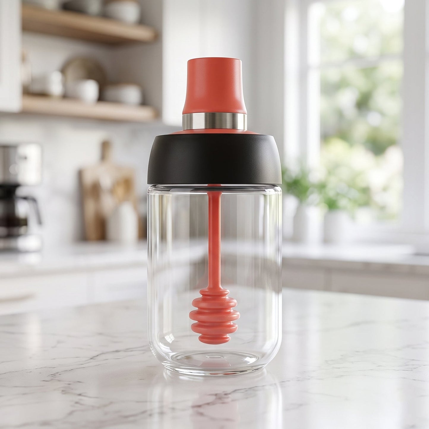 250 Ml Glass Honey Dispenser Bottle With Dipper For Kitchen And Dining Use (1 Pc)