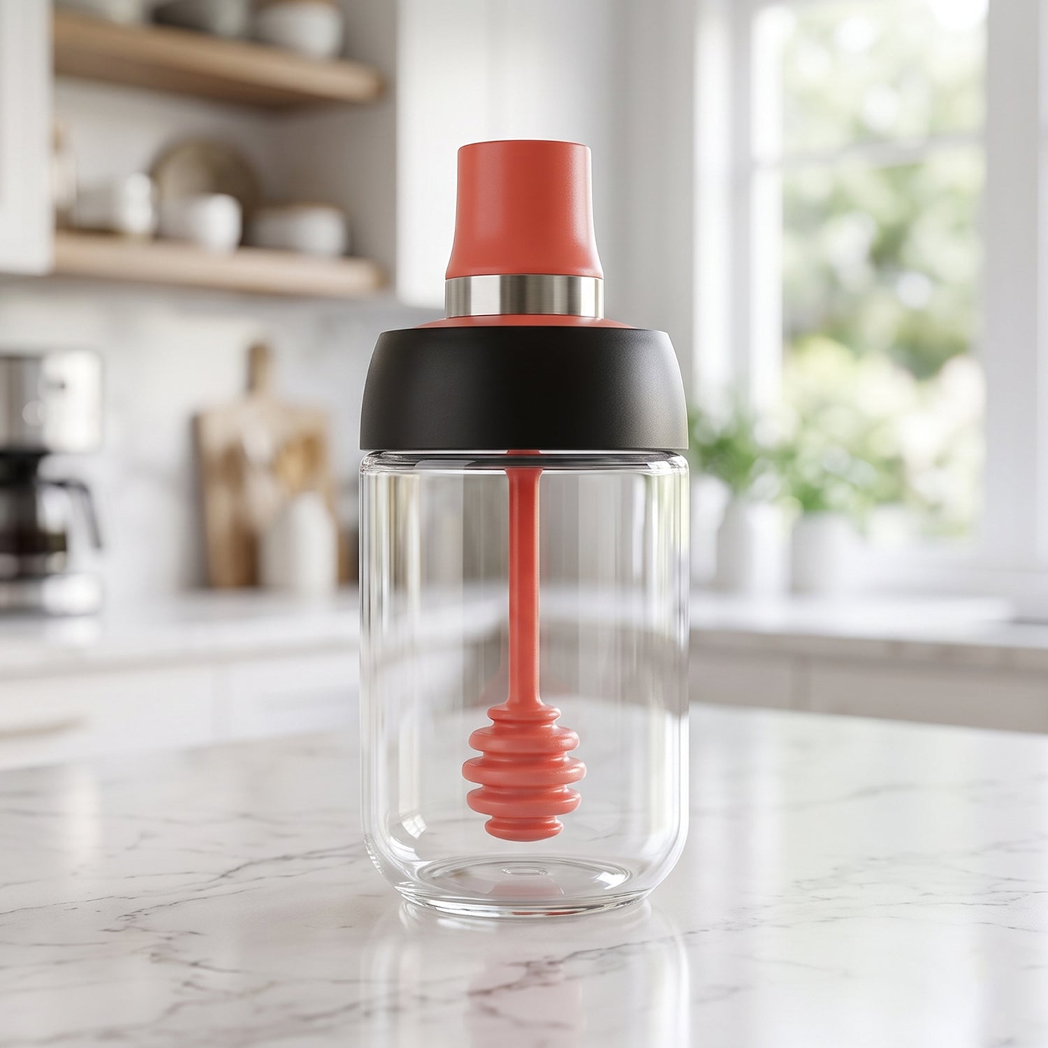 250 Ml Glass Honey Dispenser Bottle With Dipper For Kitchen And Dining Use (1 Pc)