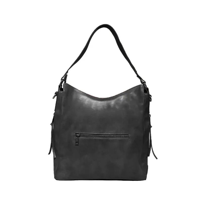 Black Vegan Leather Shoulder Bag | Spacious, Water-Resistant, Lightweight & Adjustable Strap