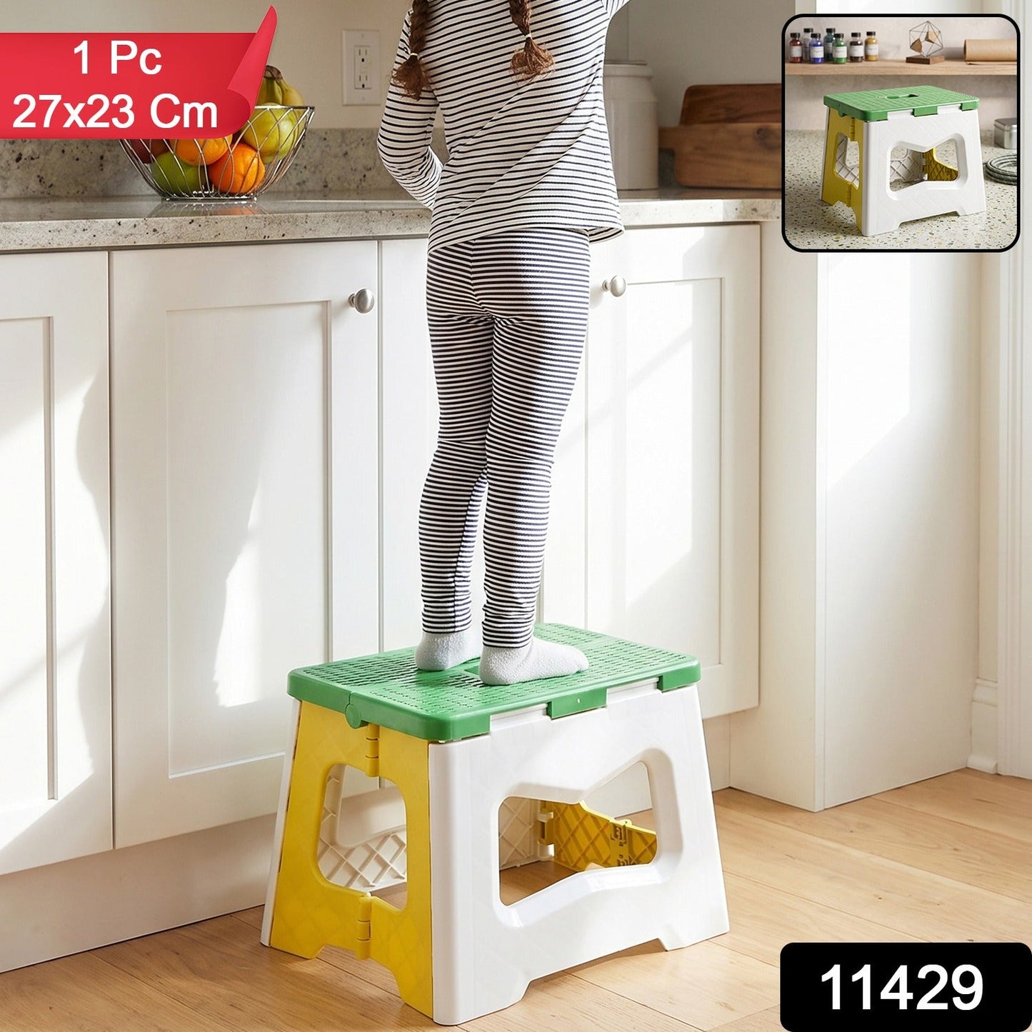 Heavy Duty Foldable Plastic Stool With Carry Handle For Home Kitchen And Travel