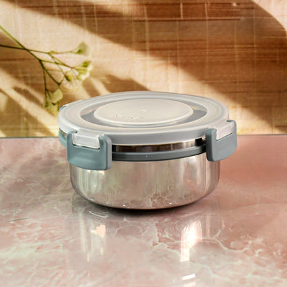 Wukusy Apex Round Airtight Food Storage Container, 500ml, clear plastic with lid, ideal for kitchen storage and organization