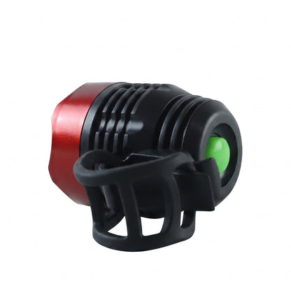 Wukusy compact bicycle headlight with handlebar mount, designed for night cycling safety, shown attached to bike handlebar.