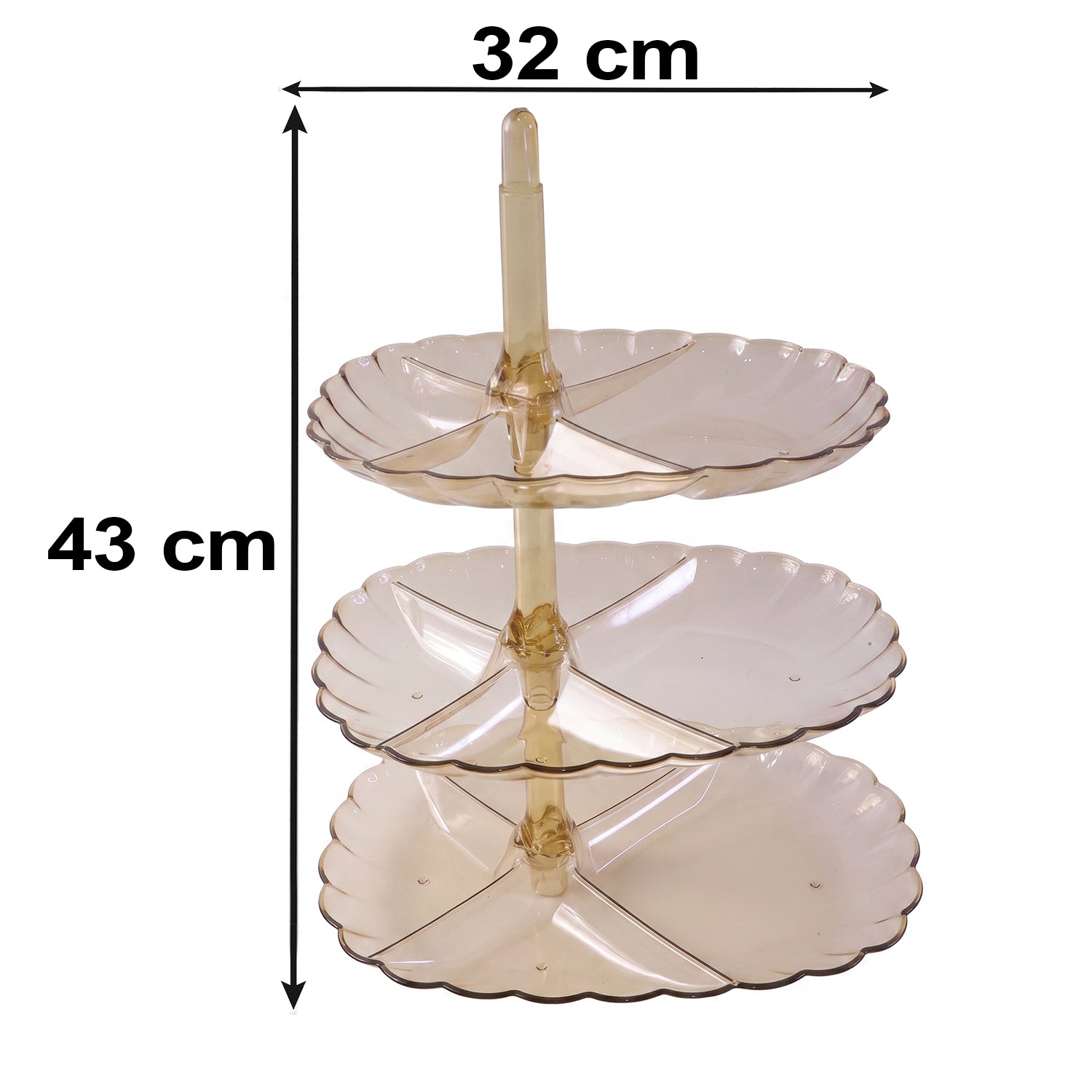 Wukusy acrylic 3-tier snack and dessert serving stand with clear tiers, perfect for parties and home entertaining.