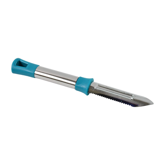 Wukusy Apex Premium stainless steel vegetable and fruit peeler with ergonomic handle for kitchen prep.