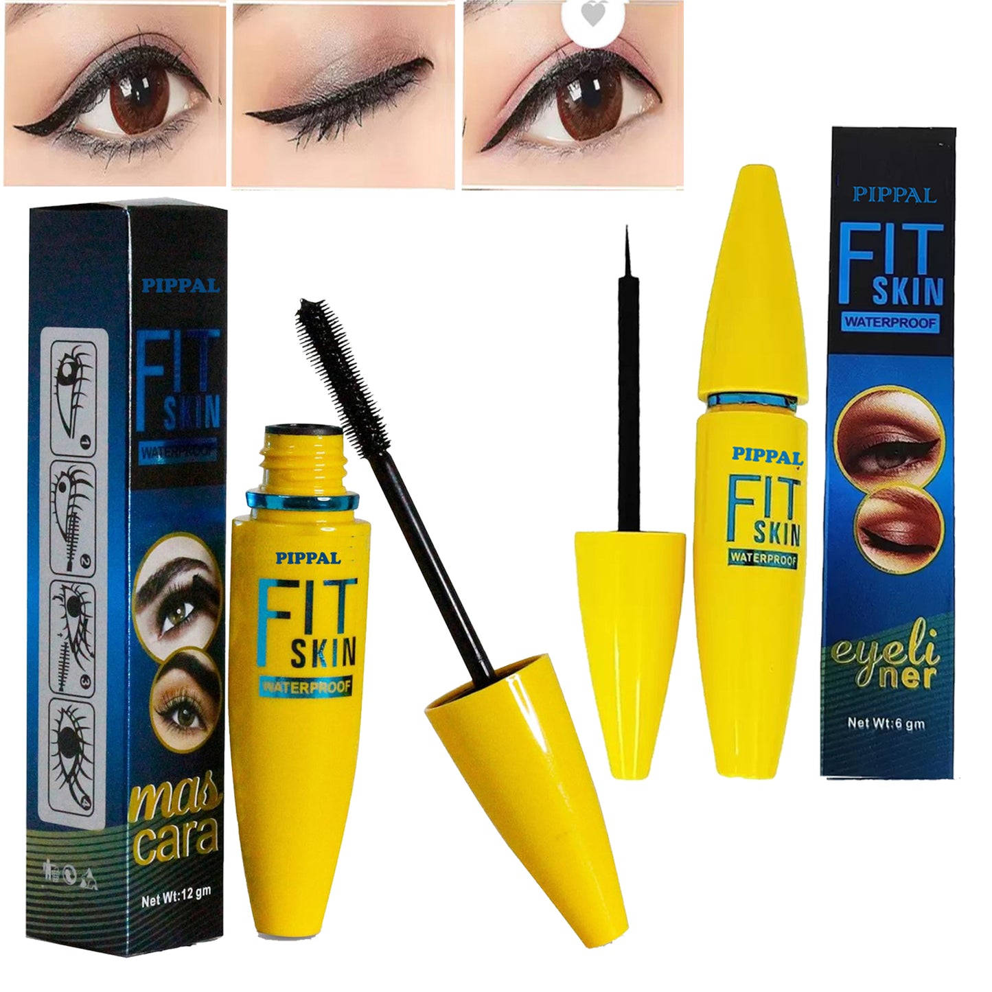Pippal Fit Skin Mascara with Eyeliner Ultra Volume Volumizing Mascara for Bold And Dramatic Lashes Long Lasting Waterproof 12Gm (Pack of 1)