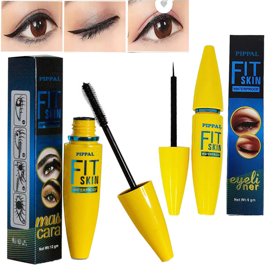 Pippal Fit Skin Mascara with Eyeliner Ultra Volume Volumizing Mascara for Bold And Dramatic Lashes Long Lasting Waterproof 12Gm (Pack of 1)