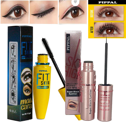 Pippal Fit Skin Mascara with Sky High Eyeliner Ultra Volume Volumizing Eyeliner for Bold And Dramatic Lashes Long Lasting Waterproof 10Gm (Pack of 1)