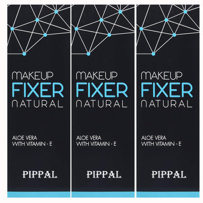 Pippal natural makeup fixer spray primer in 80ml transparent bottles, pack of 3, for long-lasting makeup hold.