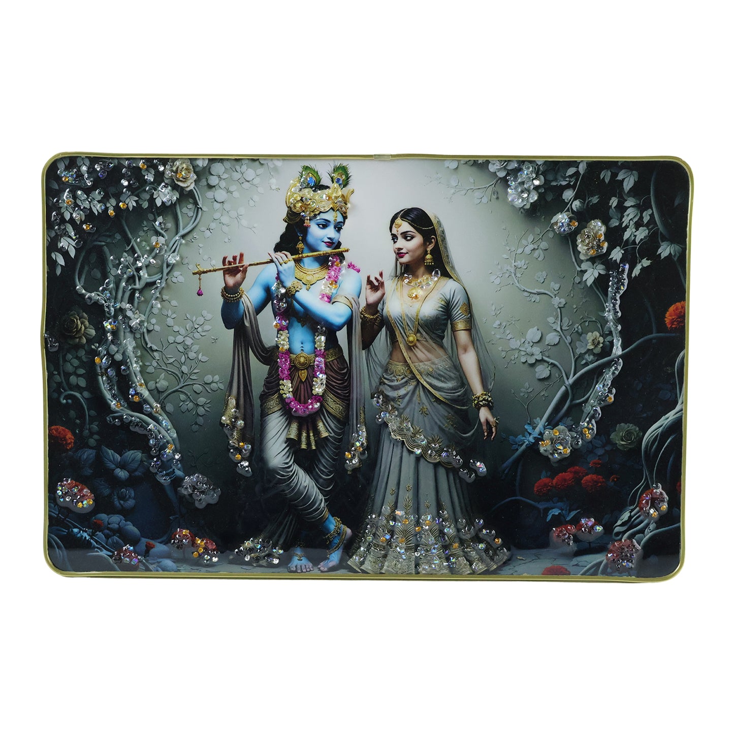 Divine Radha Krishna Flute Art Wall Frame (1 Pc 45x30 Cm)