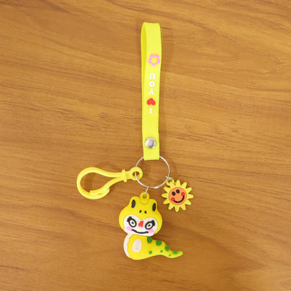Cute Cartoon Dinosaur Style Keychain With Strap And Decorative Charm (1 Pc)