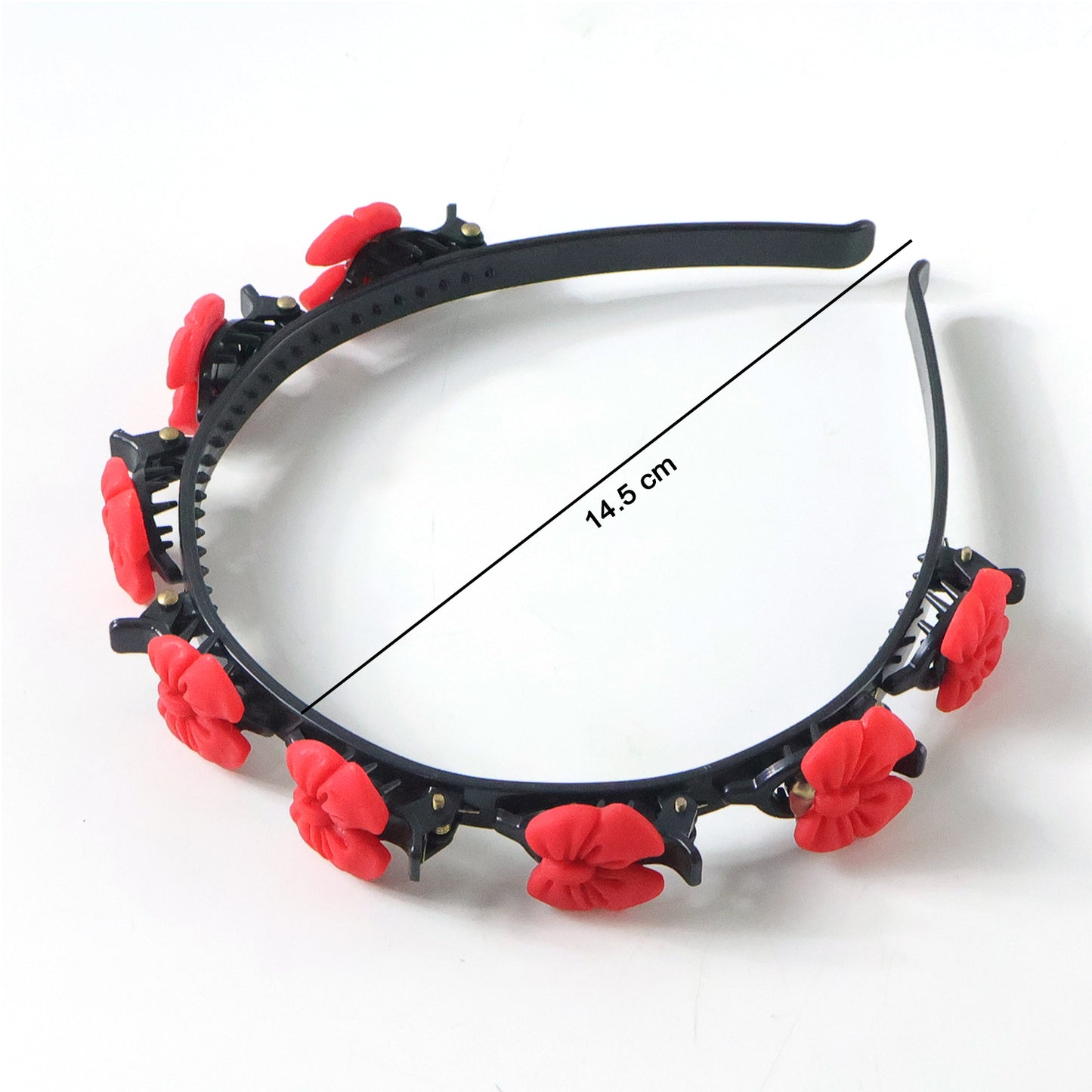Decorative Floral Headband With Built In Mini Claw Clips Hair Band 1 Pc