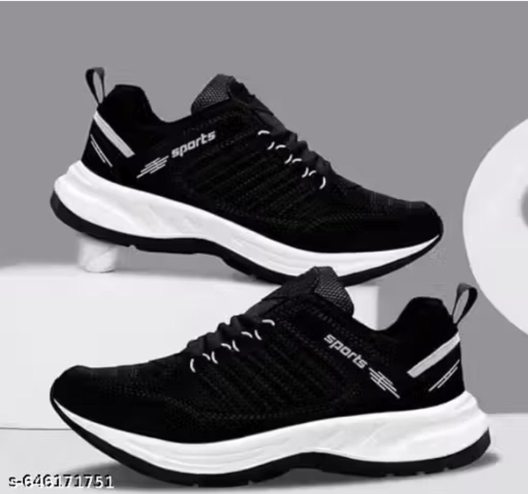 Men's black sports shoes by Drpshippr, designed for sports and outdoor activities, featuring a sleek athletic style and supportive sole.