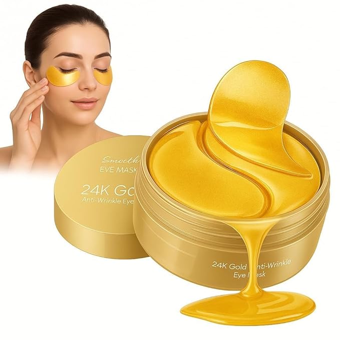 Gold Eye Patches Under Mask Pure Gold Collagen Dark Circles Remover Puffiness Reducer Wrinkle Repair