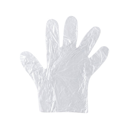 Pair of white disposable gloves for kitchen and household use from Wukusy, showing the textured surface and flexible fit.