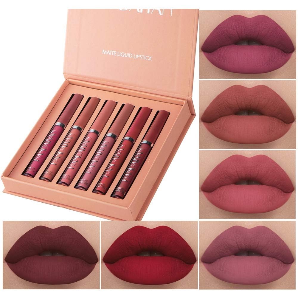 Drpshippr 6-in-1 liquid matte lipstick set for women, featuring long-lasting, hydrating shades in a beauty and personal care collection.