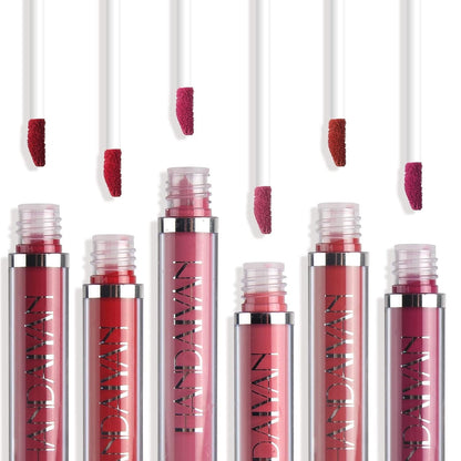 Drpshippr 6-in-1 liquid matte lipstick set for women, featuring long-lasting, hydrating lipstick shades in a beauty and personal care image.