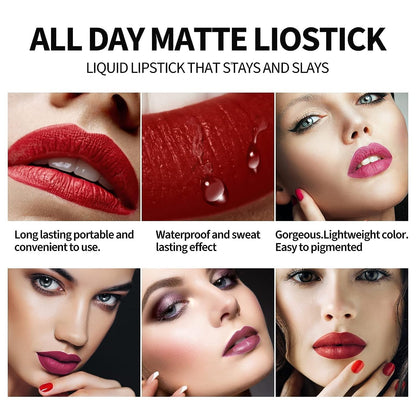 Drpshippr 6-in-1 liquid matte lipstick set for women with long-lasting, hydrating formula and six different shades.