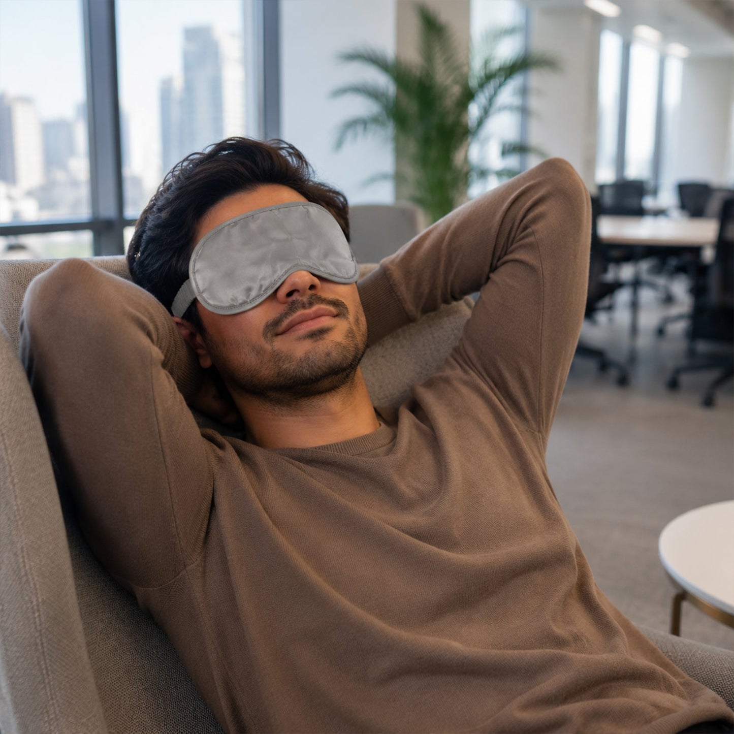 Soft Satin Sleeping Eye Mask With Elastic Strap For Travel And Relaxation (1 Pc)