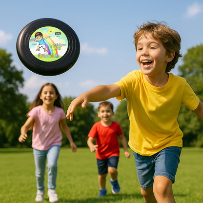 Wukusy Funwoods small outdoor flying disc for kids, lightweight plastic toy for throw and catch games in the yard or park.