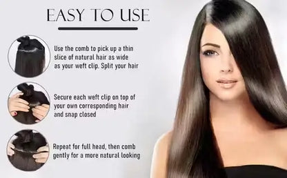 Natural Black Straight Hair Extensions – Synthetic 24 Inch 5 Clip Set