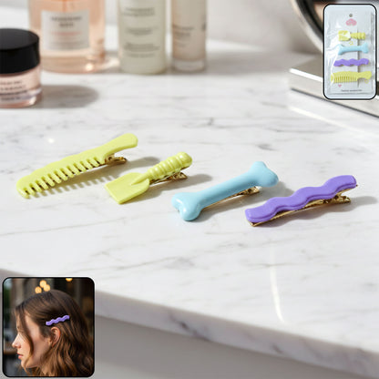 Decorative Alligator Hair Clips Set For Girls  Women  Cute Styling Pins (4 Pc)