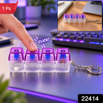 Keyboard Switch Clicky Keychain With Four Keys And Metal Clasp For Bags (1 Pc)