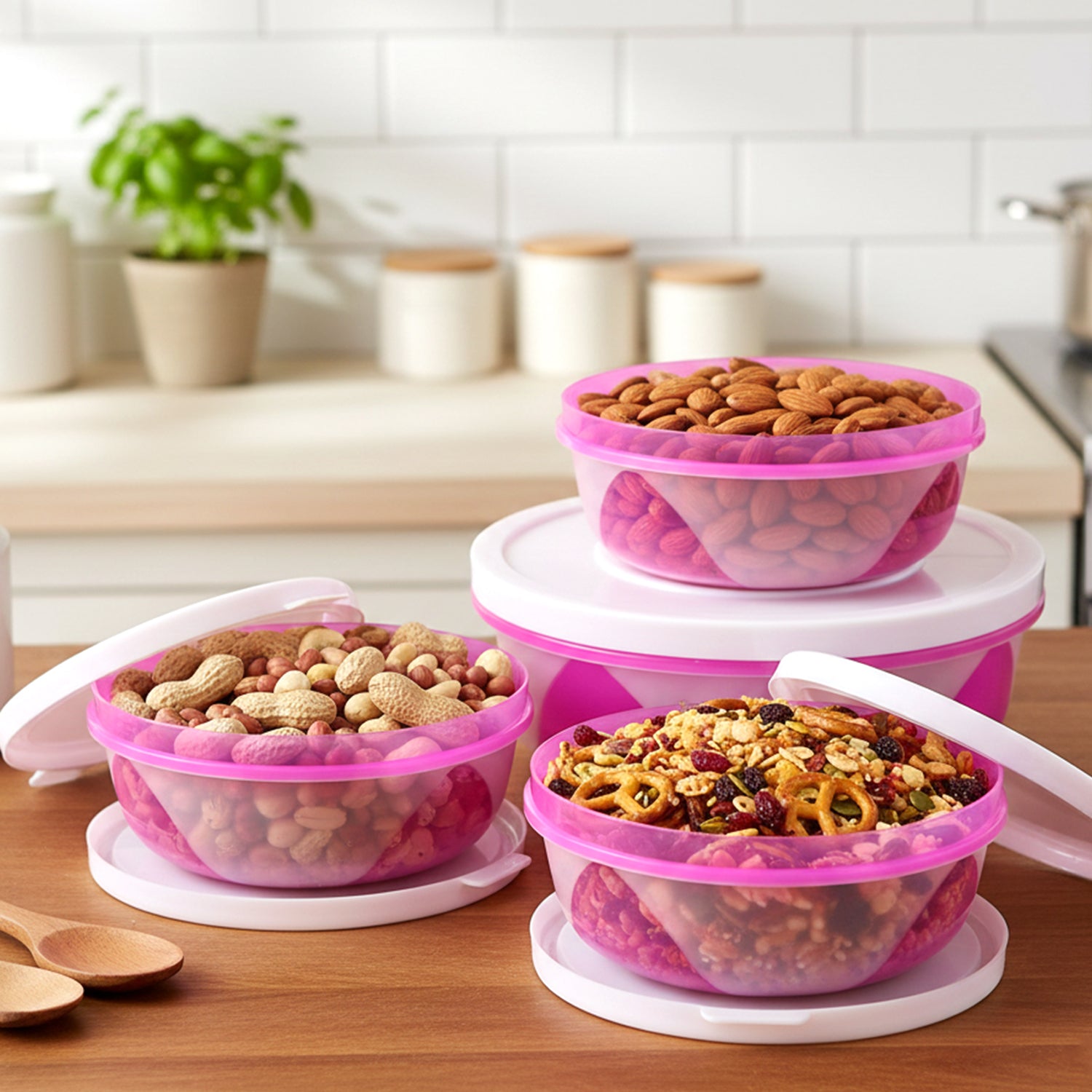 Apple Set Of 3 Plastic Storage Containers (1 Pc)