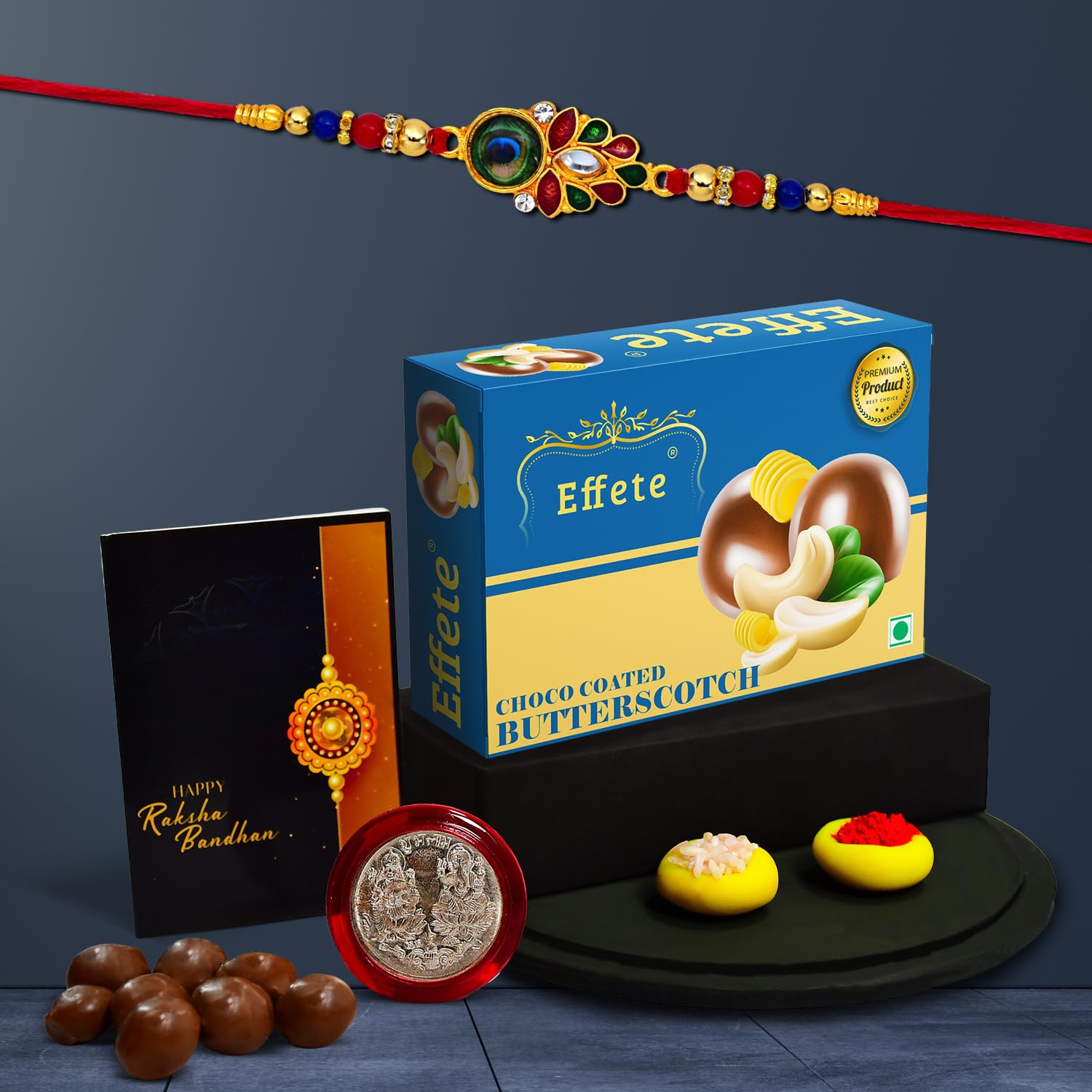 (K1_319_bs32) Rakhi Combo With Chocolate Butter Scotch 32gm  Stylish Rakhi For Brother  Rakhi  Chocolate For Brother  Rakhi Brother  Rakhi With Gift  Handmade Rakhi  Set Of 1
