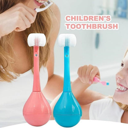 Wukusy 7327 toddler toothbrush with soft bristles, 3-sided silicone head, inverted design for children aged 2-12.