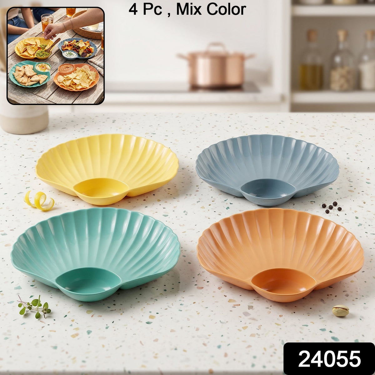 Shell Shaped Snack Serving Plate Tray  Stylish  Reusable