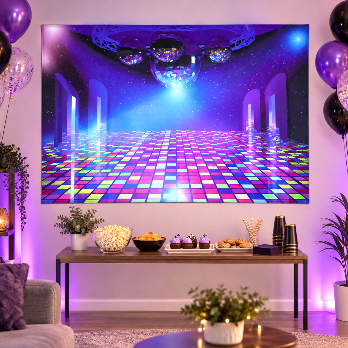 Disco Dance Floor Print Backdrop Curtain For Birthday Party Photos (150x100 Cm)
