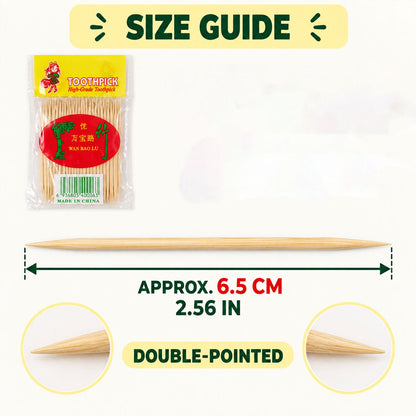 Double-pointed Wooden Toothpicks Set (20 Packets 1000 Pcs 6.5 Cm)