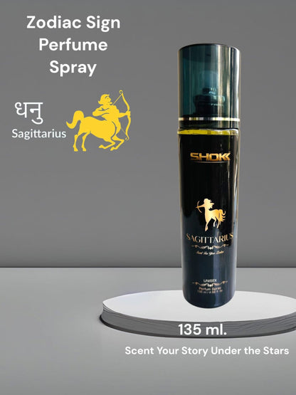 Dropdash Zodiac Signs Sagittarius liquid body spray for men and women, 135ml, featuring celestial design on the bottle.